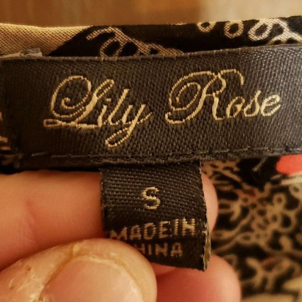 Lily Rose Womens Brown Abstract Floral Semi Sheer Blouse Small - Picture 5 of 7